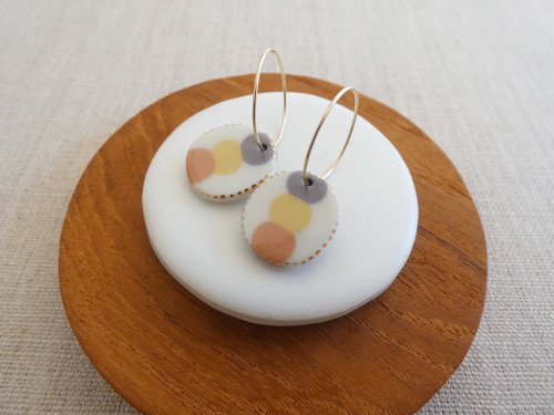 ANDO - Pebble Stack Earrings - Plum, Mustard & Coral Pink