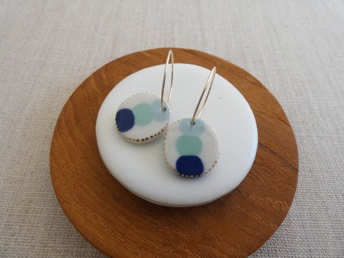 ANDO - Pebble Stack Earrings - Dusty Blue, Paris Green & Indigo