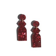 Martha Jean -Temple Earrings - Red