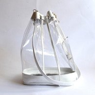 Golden Ponies Accessories - Drawstring Bucket Bag in Clear/White
