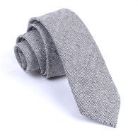 OTAA Black Herringbone Linen Skinny Tie