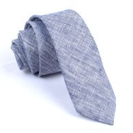 OTAA Navy Blue Linen Chambray Skinny Tie