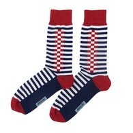 Marcello - Navy Red and White Stripe Socks