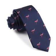 OTAA Navy Blue Pink Flamingo Skinny Tie