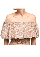 Vintage Brown, Pink and Yellow Tiny Flowers Boho Top