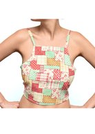 Vintage Red, Green and Cream Crop Top