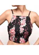 Vintage Black & Pink Floral Crop Top