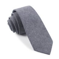 OTAA Navy Blue & White Twill Stripe Linen Skinny Tie
