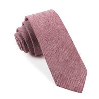OTAA Maroon & White Twill Stripe Linen Skinny Tie