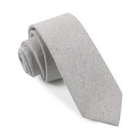 OTAA Light Grey Twill Stripe Linen Skinny Tie