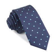 OTAA Navy Blue with Mint Blue Polka Dots Skinny Tie