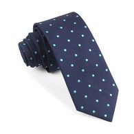 OTAA Navy Blue with Mint Green Polka Dots Skinny Tie