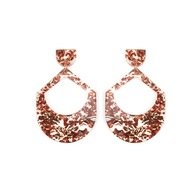 Martha Jean - Large Drop Rose Copper Glitter Earrings